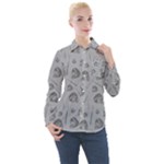 Heavy Metal Punk Guitar Music Gray Grey Women s Long Sleeve Pocket Shirt