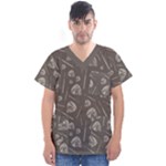 Heavy Metal Punk Guitar Music Brown Beige Men s V-Neck Scrub Top