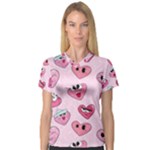 Emoji Heart V-Neck Sport Mesh Tee