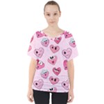 Emoji Heart V-Neck Dolman Drape Top