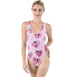 Emoji Heart High Leg Strappy Swimsuit