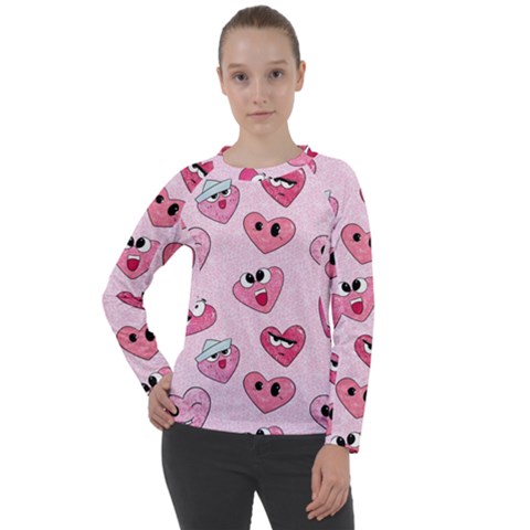 Emoji Heart Women s Long Sleeve Raglan Tee from ArtsNow.com