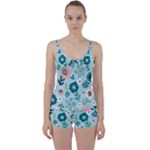 Flower Tie Front Two Piece Tankini