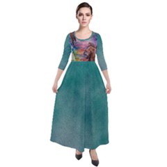 Quarter Sleeve Maxi Velour Dress 