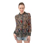 Doodle Faces Long Sleeve Chiffon Shirt