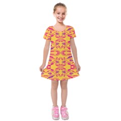 Folk flowers print Floral pattern Ethnic art Kids  Short Sleeve Velvet Dress from ArtsNow.com