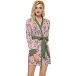 Flower peach blossom Long Sleeve Satin Robe