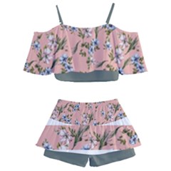 Kids  Off Shoulder Skirt Bikini 