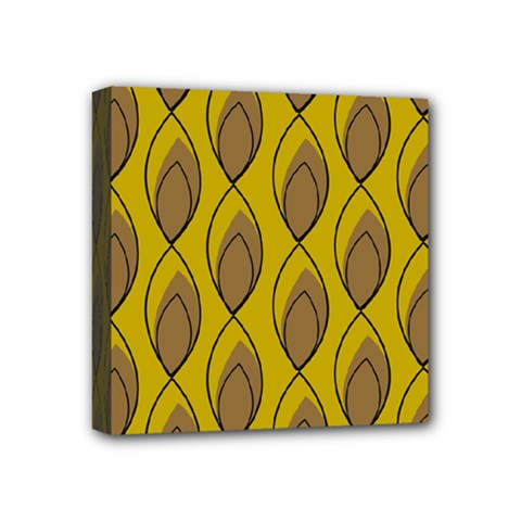 Yellow Brown Minimalist Leaves Mini Canvas 4  x 4  (Stretched) from ArtsNow.com