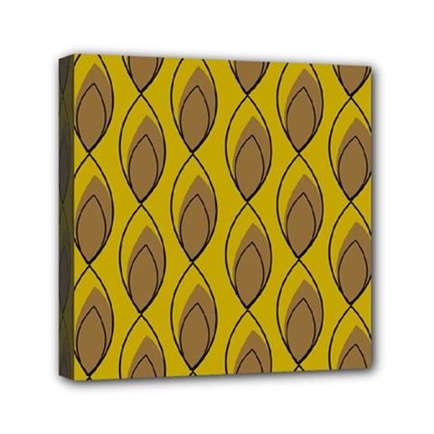 Yellow Brown Minimalist Leaves Mini Canvas 6  x 6  (Stretched) from ArtsNow.com