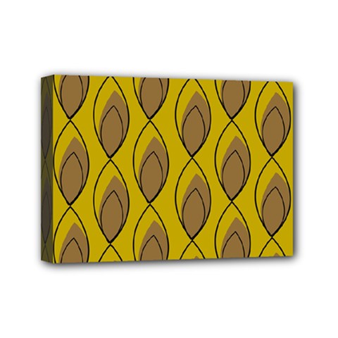 Yellow Brown Minimalist Leaves Mini Canvas 7  x 5  (Stretched) from ArtsNow.com