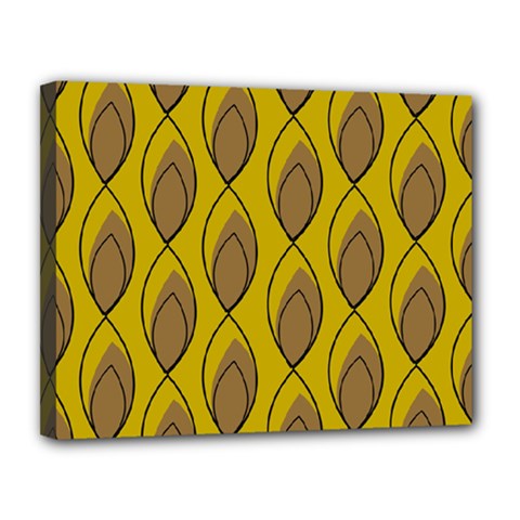 Yellow Brown Minimalist Leaves Canvas 14  x 11  (Stretched) from ArtsNow.com