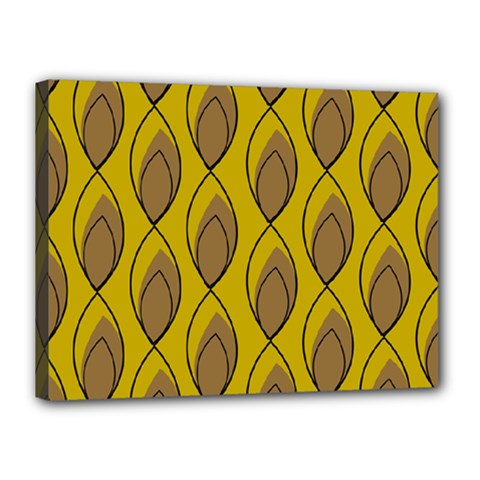 Yellow Brown Minimalist Leaves Canvas 16  x 12  (Stretched) from ArtsNow.com