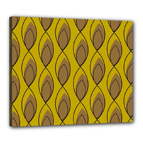 Yellow Brown Minimalist Leaves Canvas 24  x 20  (Stretched) from ArtsNow.com