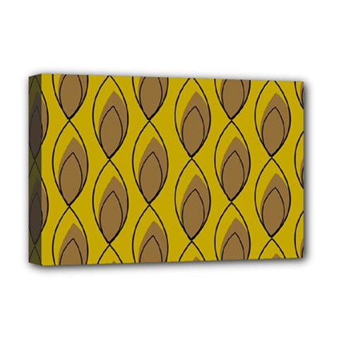 Yellow Brown Minimalist Leaves Deluxe Canvas 18  x 12  (Stretched) from ArtsNow.com