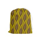 Yellow Brown Minimalist Leaves Drawstring Pouch (Large)