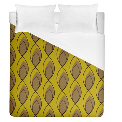 Yellow Brown Minimalist Leaves Duvet Cover (Queen Size) from ArtsNow.com