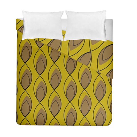 Yellow Brown Minimalist Leaves Duvet Cover Double Side (Full/ Double Size) from ArtsNow.com