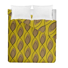 Yellow Brown Minimalist Leaves Duvet Cover Double Side (Full/ Double Size) from ArtsNow.com