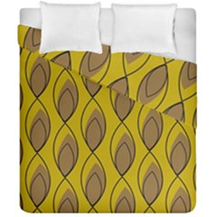 Yellow Brown Minimalist Leaves Duvet Cover Double Side (California King Size) from ArtsNow.com