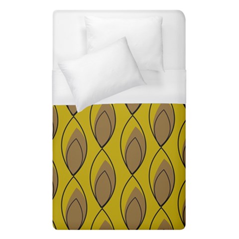 Yellow Brown Minimalist Leaves Duvet Cover (Single Size) from ArtsNow.com