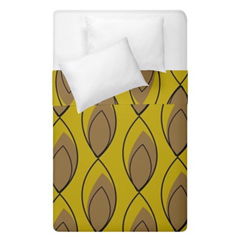 Yellow Brown Minimalist Leaves Duvet Cover Double Side (Single Size) from ArtsNow.com