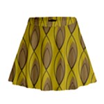 Yellow Brown Minimalist Leaves Mini Flare Skirt