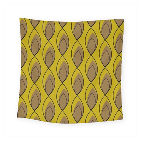 Yellow Brown Minimalist Leaves Square Tapestry (Small) from ArtsNow.com