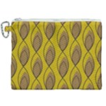 Yellow Brown Minimalist Leaves Canvas Cosmetic Bag (XXL)