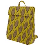 Yellow Brown Minimalist Leaves Flap Top Backpack