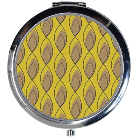 Yellow Brown Minimalist Leaves Mini Round Mirror from ArtsNow.com