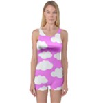 Purple Clouds   One Piece Boyleg Swimsuit