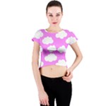 Purple Clouds   Crew Neck Crop Top