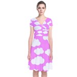 Purple Clouds   Short Sleeve Front Wrap Dress