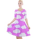 Purple Clouds   Quarter Sleeve A-Line Dress