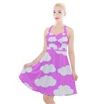 Purple Clouds   Halter Party Swing Dress 