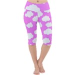 Purple Clouds   Lightweight Velour Cropped Yoga Leggings