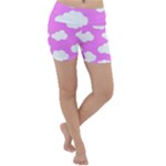 Purple Clouds   Lightweight Velour Yoga Shorts