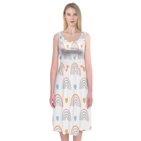 Rainbow Pattern   Midi Sleeveless Dress from ArtsNow.com