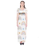 Rainbow Pattern   Short Sleeve Maxi Dress