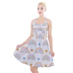 Rainbow Pattern   Halter Party Swing Dress 