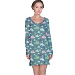 Llama Clouds   Long Sleeve Nightdress