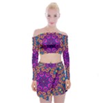 Mandala Fishes Off Shoulder Top with Mini Skirt Set