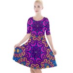 Mandala Fishes Quarter Sleeve A-Line Dress