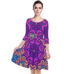 Mandala Fishes Quarter Sleeve Waist Band Dress