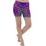 Mandala Fishes Lightweight Velour Yoga Shorts