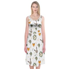 Rabbit, Lions And Nuts   Midi Sleeveless Dress from ArtsNow.com