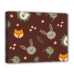 Rabbits, Owls And Cute Little Porcupines  Canvas 14  x 11  (Stretched)