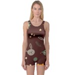 Rabbits, Owls And Cute Little Porcupines  One Piece Boyleg Swimsuit