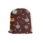 Rabbits, Owls And Cute Little Porcupines  Drawstring Pouch (Large)